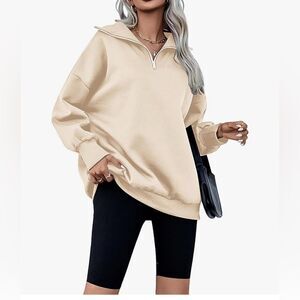 Zeagoo size large sweatshirt quarter zip, stand-up collar